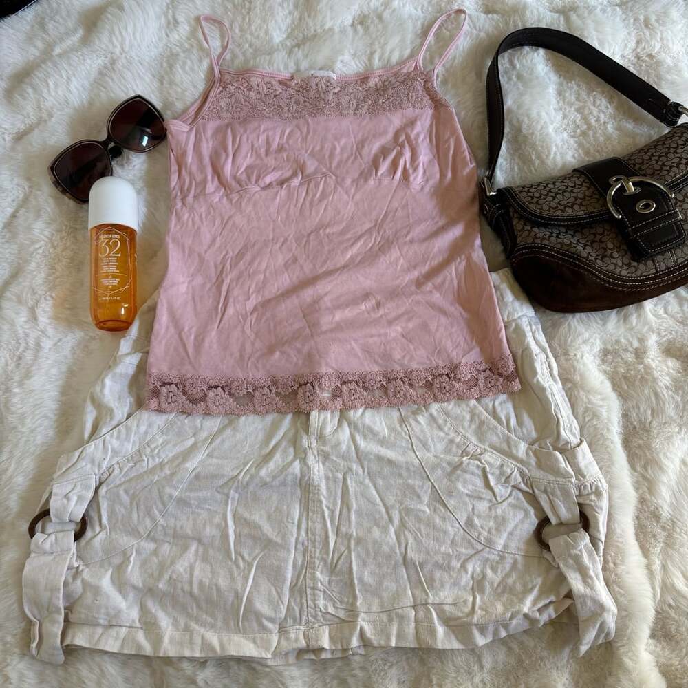 Kumikyoku Pink Lace Trim Camisole Top